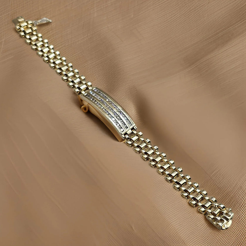 Gold & Diamond Tank Track Bracelet - Estate Jewelry Priced Right