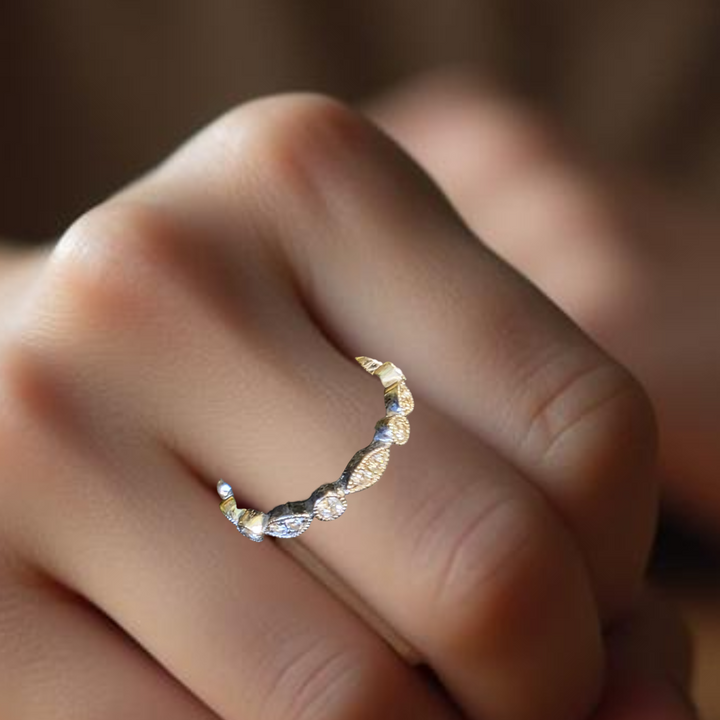 Gold & Diamond Milgrain Now and Forever Ring