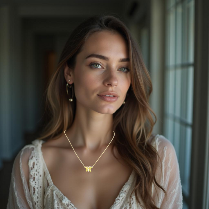 14K Gold Necklace w/ Jade Butterfly Pendant