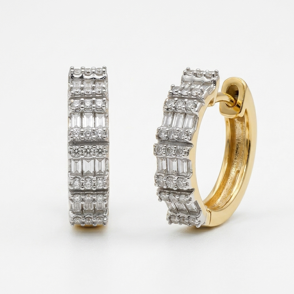 10k Gold & CZ Small Hoop Earrings