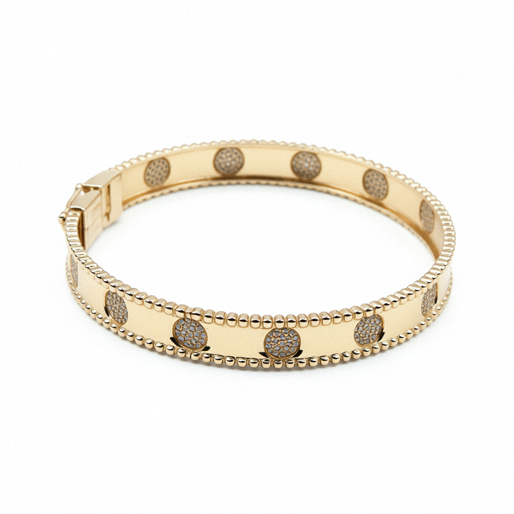 14K Gold Glitter Diamond Bangle Bracelet