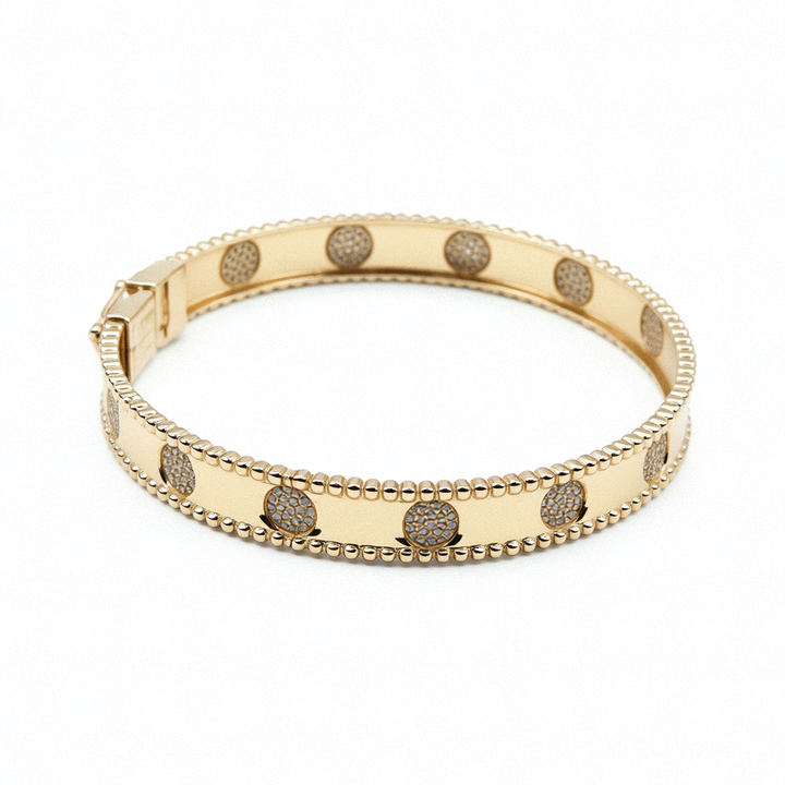 14K Gold Glitter Diamond Bangle Bracelet