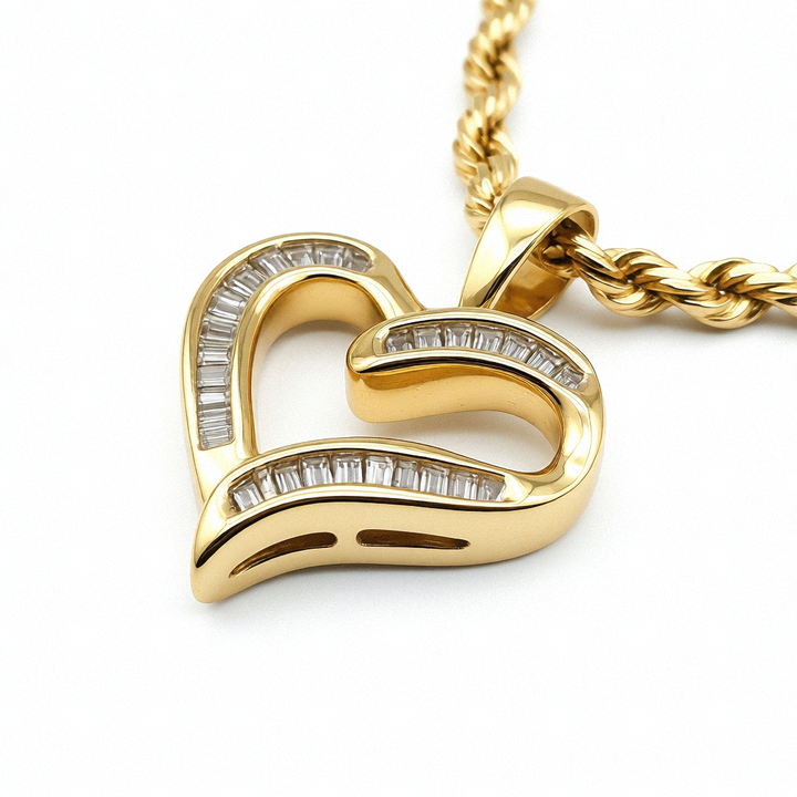 14K Gold & Diamond Asymmetrical Heart Necklace