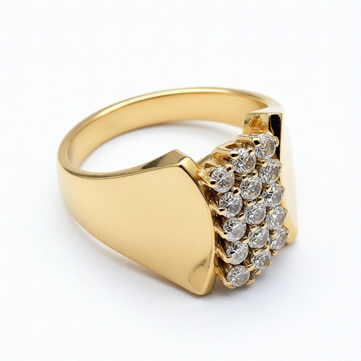 14K Gold & Diamond Cluster Evening Ring