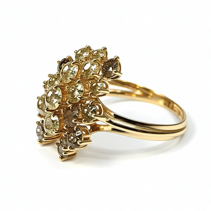 14K Gold & Diamond Cluster Statement Ring