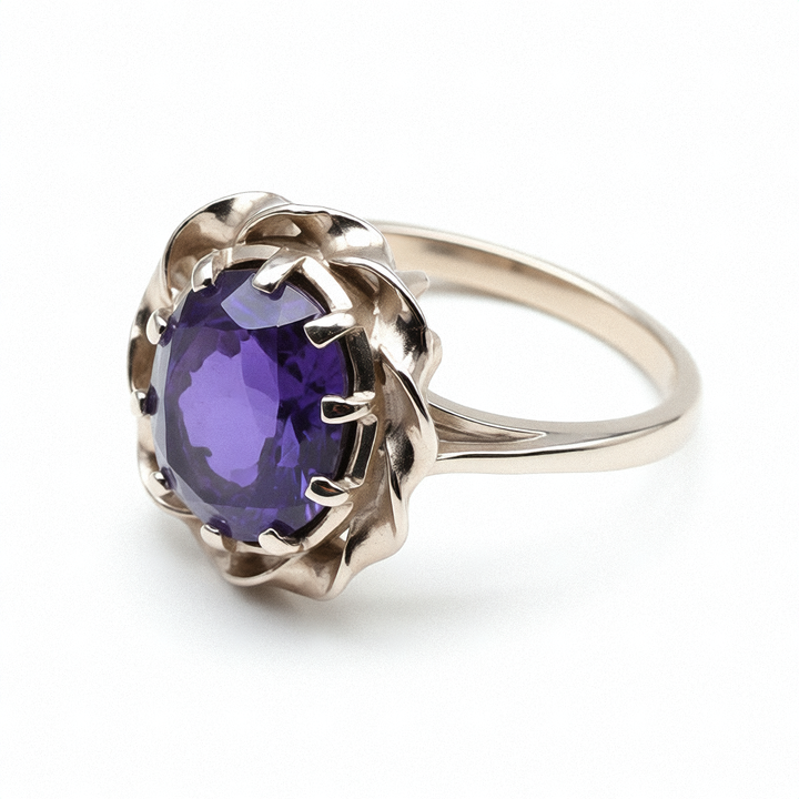 14K Gold & Solitaire Amethyst Cocktail Ring