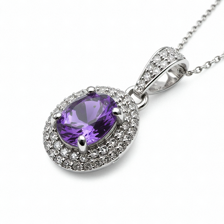 14K White Gold, Tourmaline and Diamond Encrusted Pendant