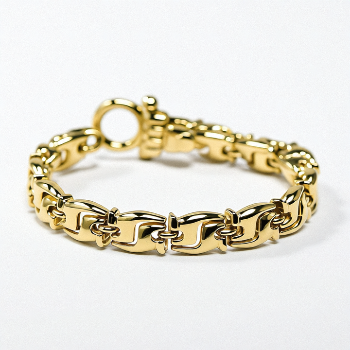 14K Gold Chunky Abstract Articulated "S" Link Bracelet