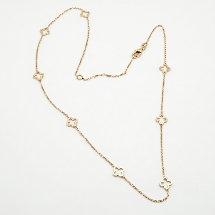 14K Gold, 8 Station Van Cleef Style Necklace