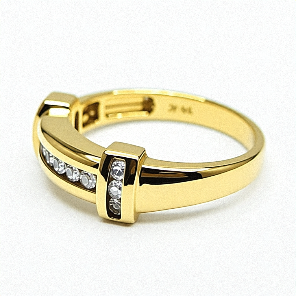 14K Gold Channel Set Framed Diamond Ring