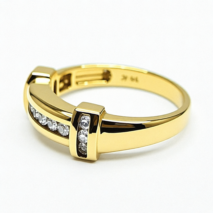 14K Gold Channel Set Framed Diamond Ring