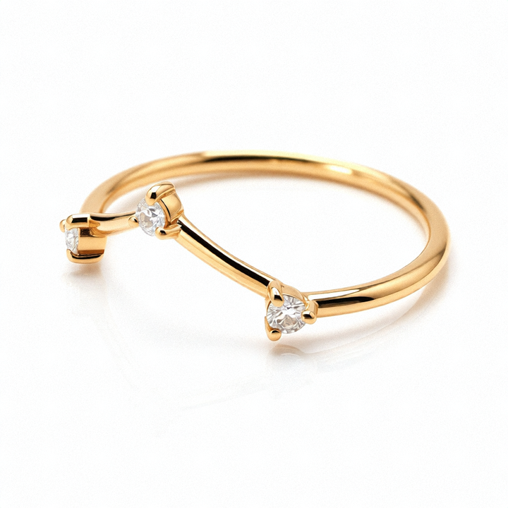 Authentic 14K Gold WWake Three-Step Diamond Ring