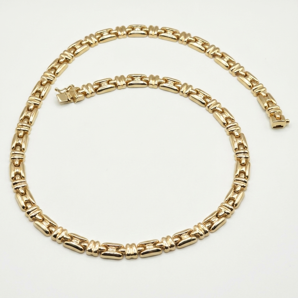 14K Gold Chunky Stutter Link Necklace