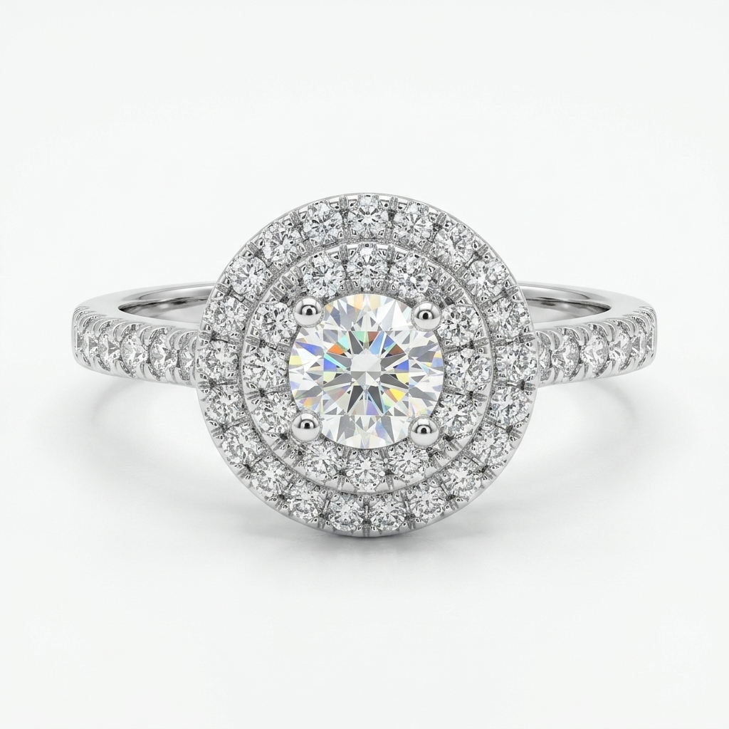 14K Gold & Clear Quartz Simulant Diamond Cluster Ring