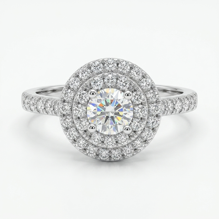 14K Gold & Clear Quartz Simulant Diamond Cluster Ring