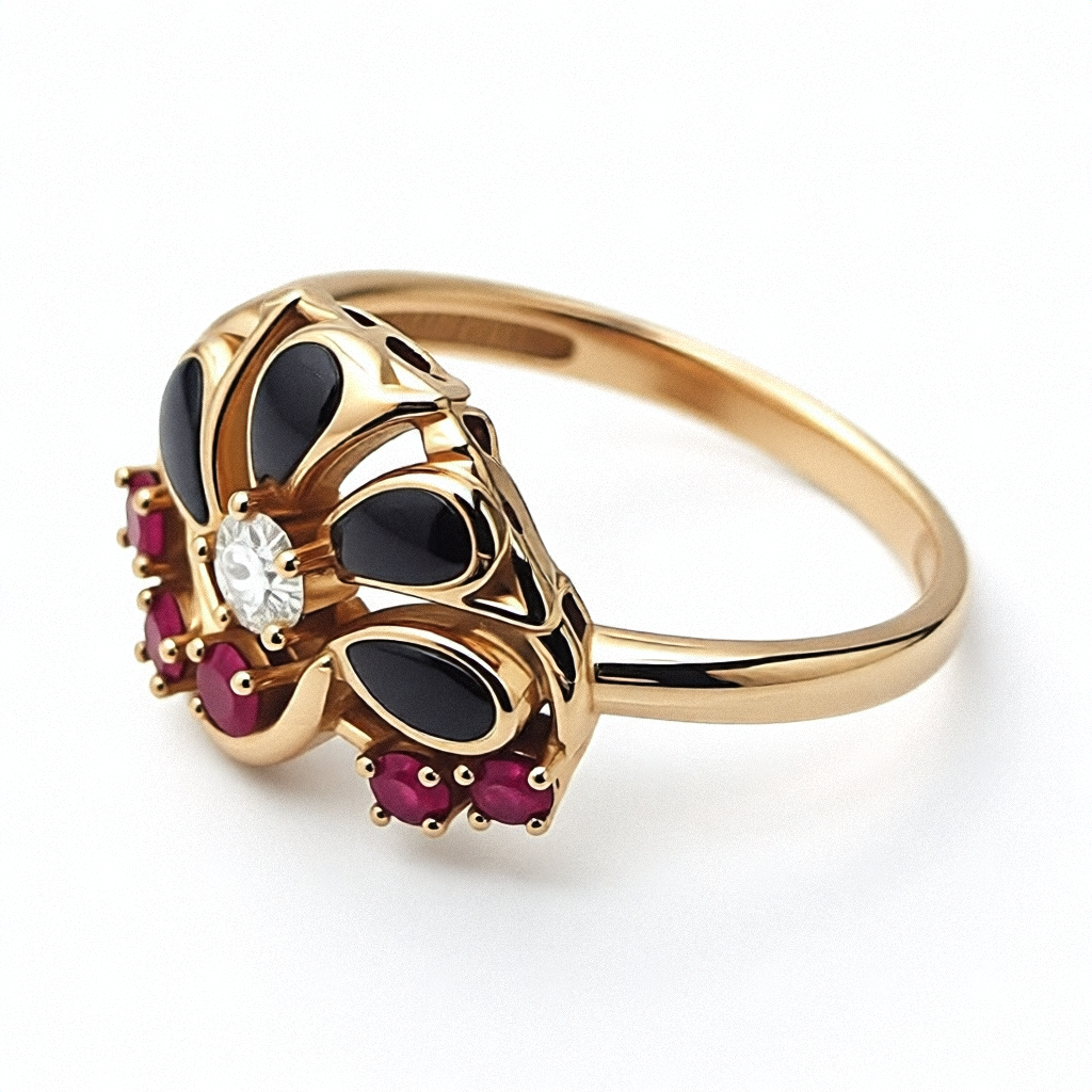 14K Gold, Diamond and Ruby Cocktail Ring