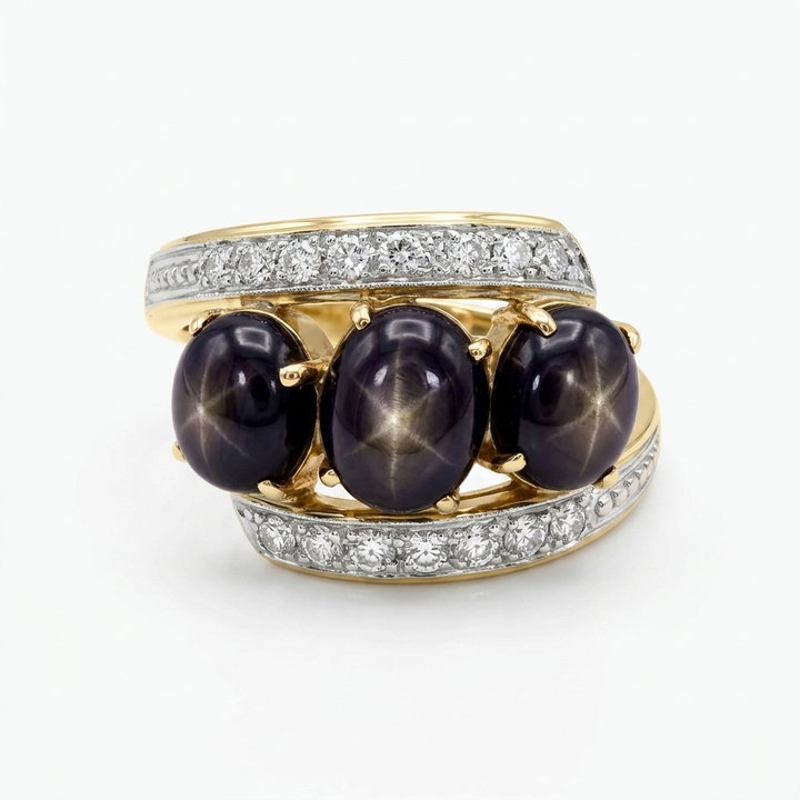Gold, Diamond and Cabochon Tiger Eye Bypass Ring - Estate Jewelry Priced Right
