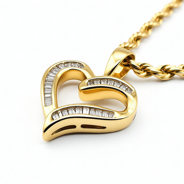 14K Gold & Diamond Asymmetrical Heart Necklace