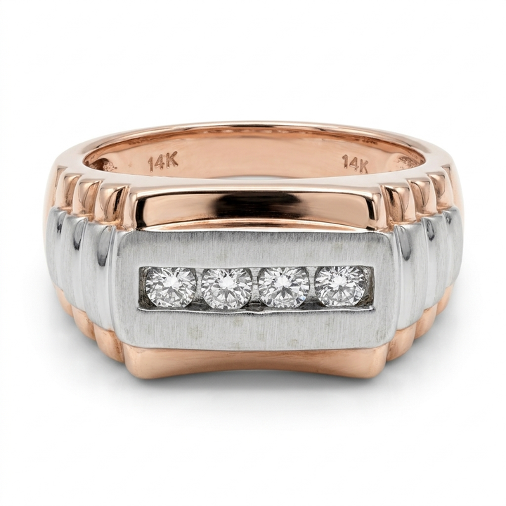 14K Gold & Pave Diamond Bold Geometric Ring