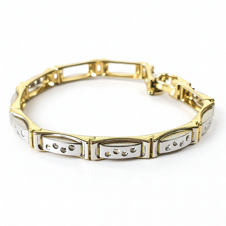 Gold & Diamond Hinged Link Bracelet - Estate Jewelry Priced Right