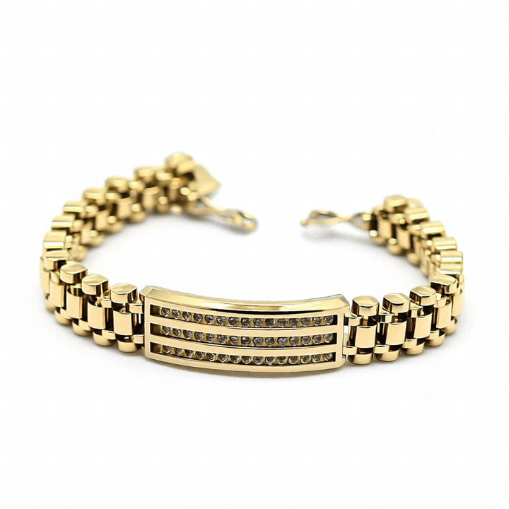 14K Gold & Diamond Tank Track Bracelet