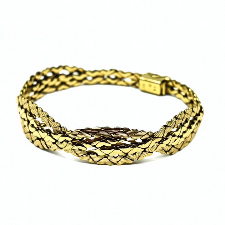 14K Gold Multi-Strand Heart Scale Bracelet