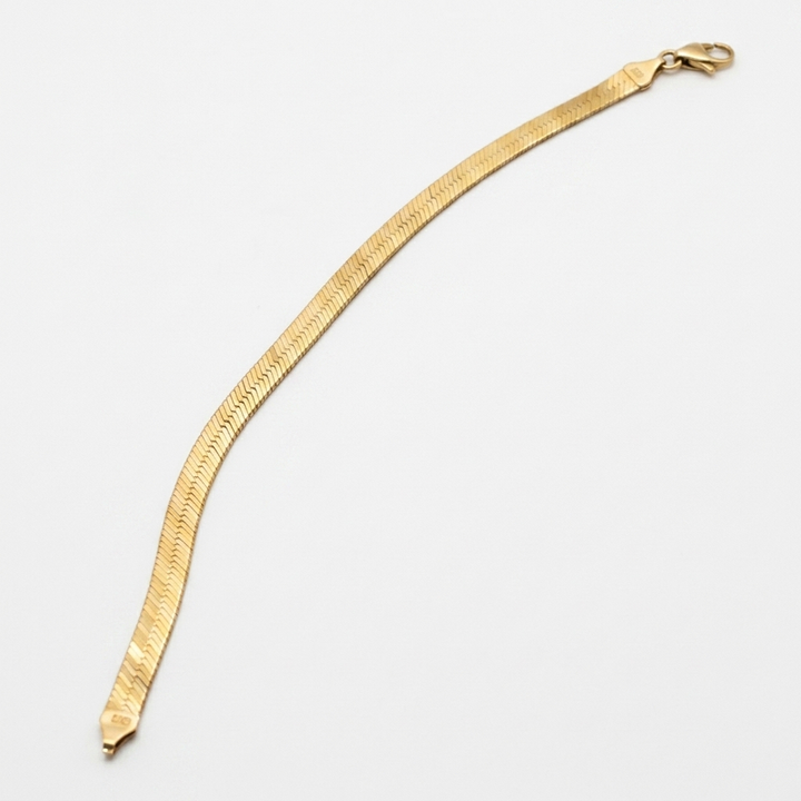 14K Gold Flat Herringbone Link Bracelet