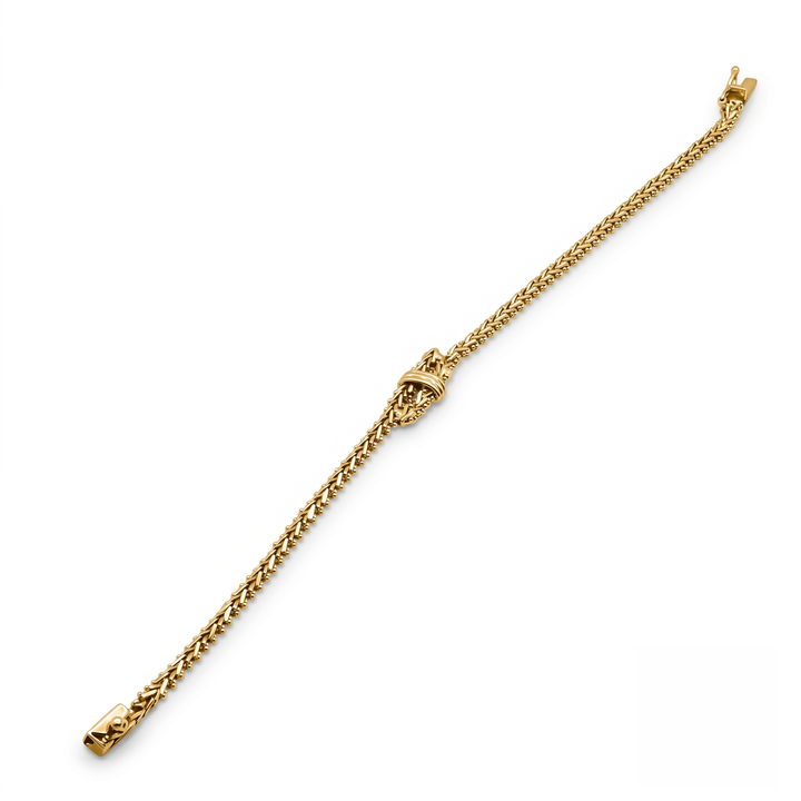 14K Gold Knotted Wheat Link Bracelet