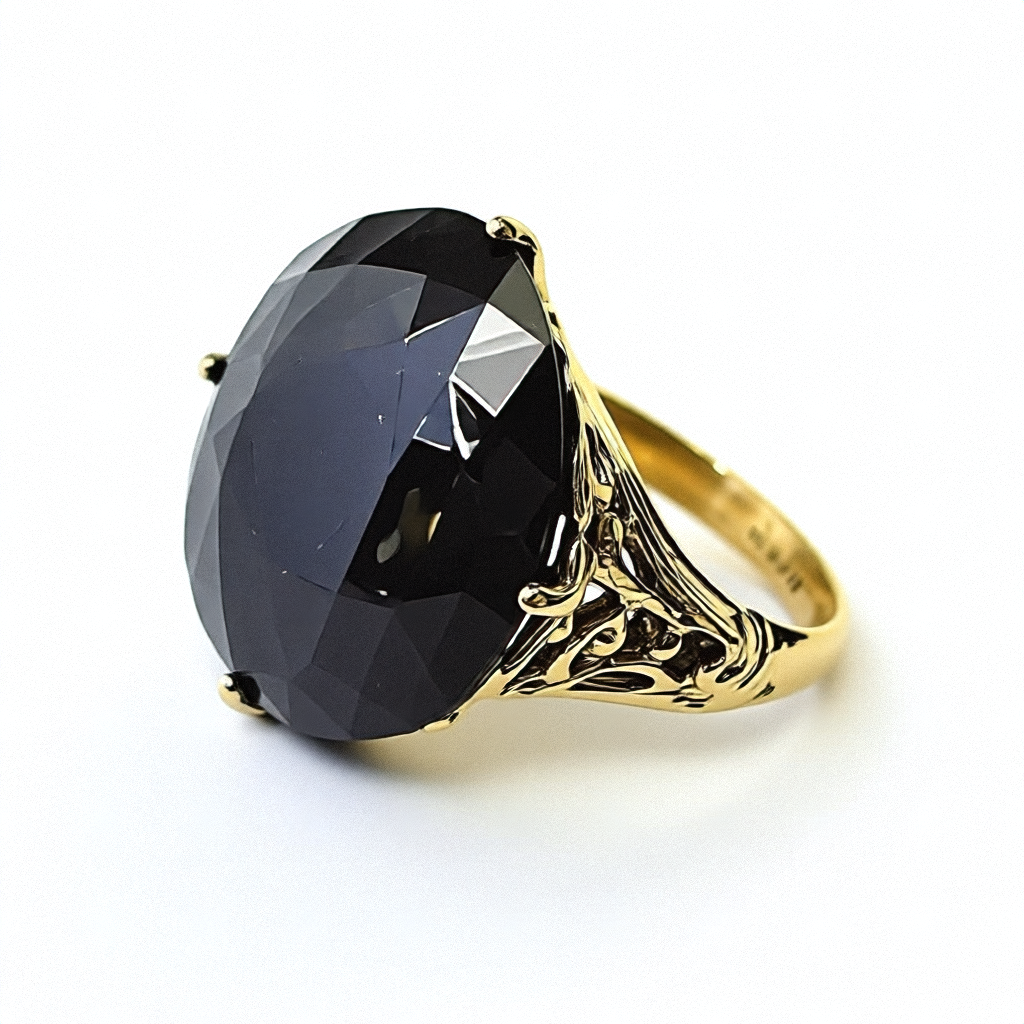 East West Black Tourmaline Statement Ring - Estate Jewelry Priced Right