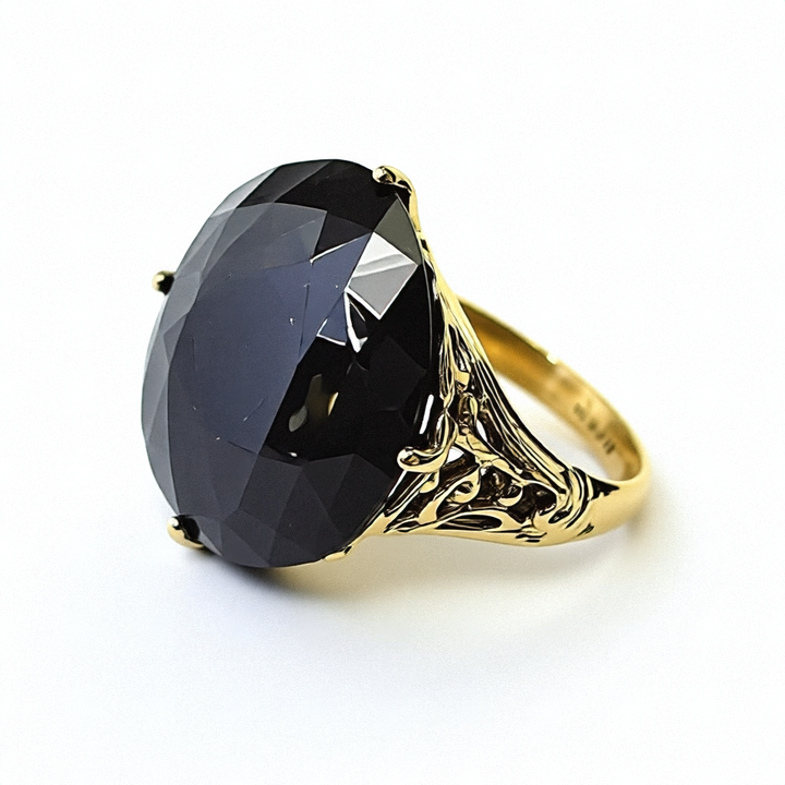 East West Black Tourmaline Statement Ring - Estate Jewelry Priced Right