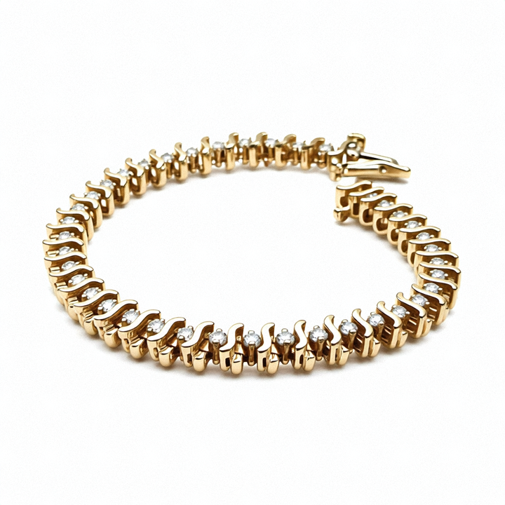 14K Gold "S" Link & Diamond Tennis Bracelet