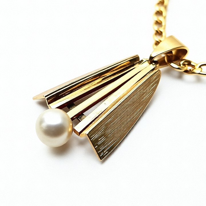 14k Gold & Solitaire Pearl Pendant Necklace - Estate Jewelry Priced Right
