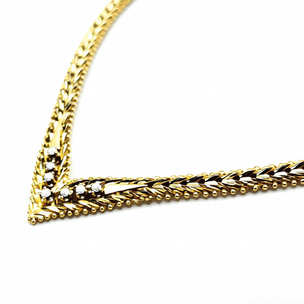 Gold & Diamond Geneva V Necklace - Estate Jewelry Priced Right