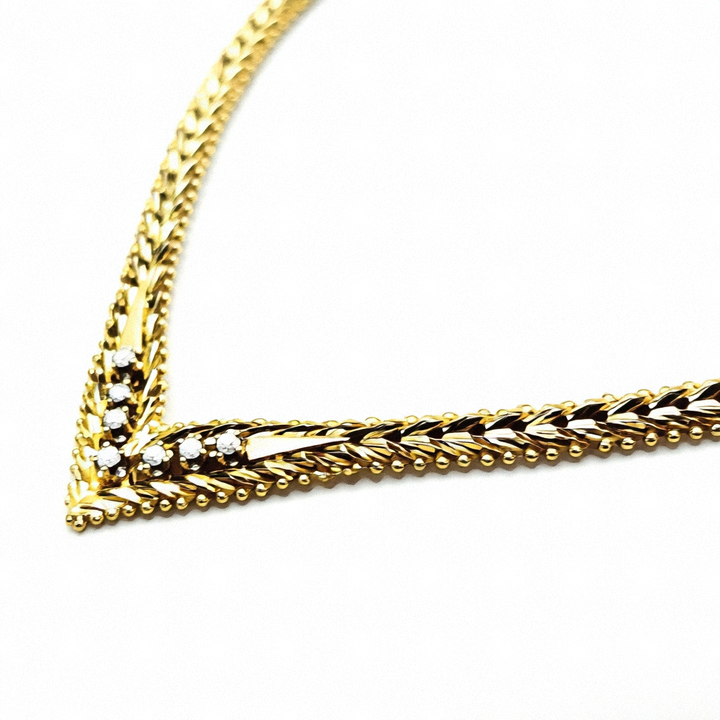 Gold & Diamond Geneva V Necklace - Estate Jewelry Priced Right