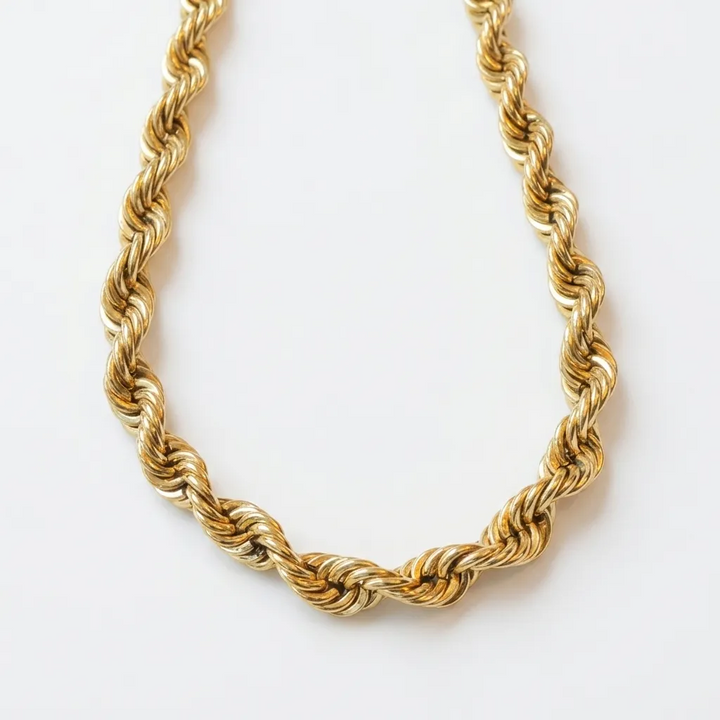 14K Gold Traditional Rope Link Necklace