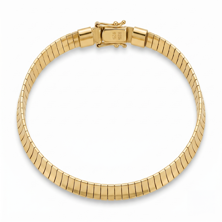 14K Gold Yellow Omega Snake Link Bracelet
