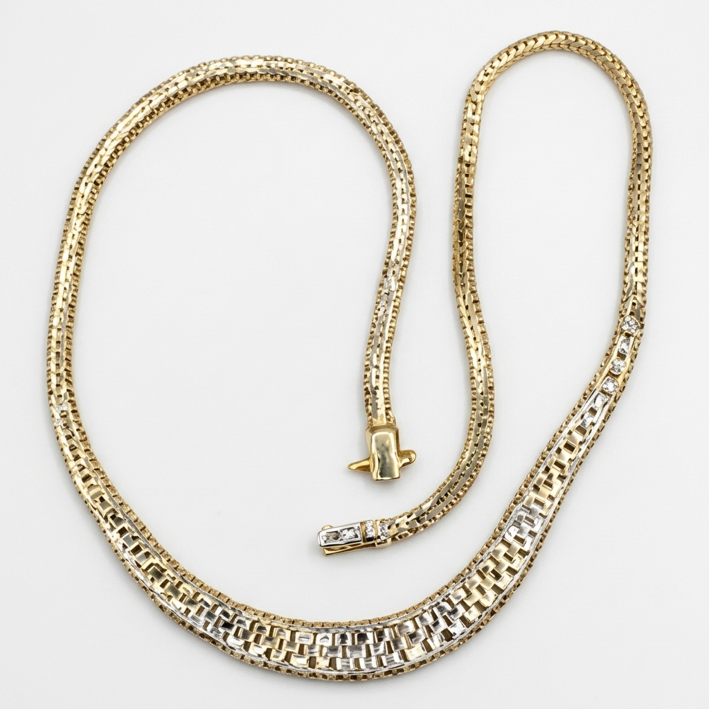 Reversible Tri-Color Gold Graduated Omega Necklace - Estate Jewelry Priced Right