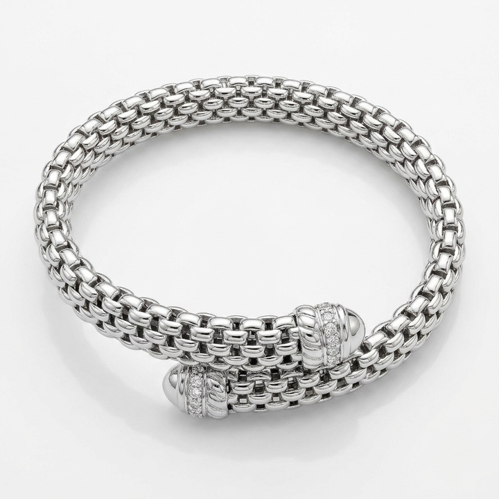 Very Rare FOPE 18K Gold & Round Diamond Panorama Bracelet