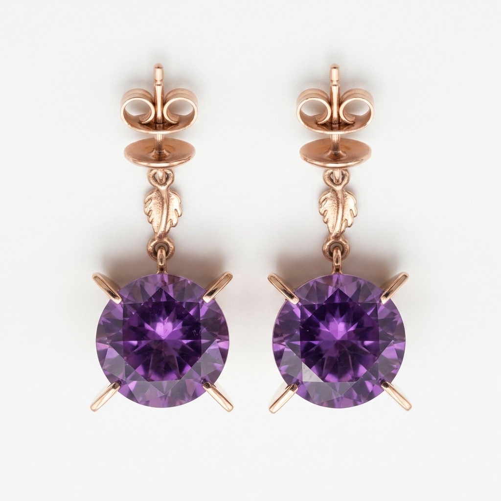 14K Gold & Large Amethyst Dangle Earrings - Estate Jewelry Priced Right