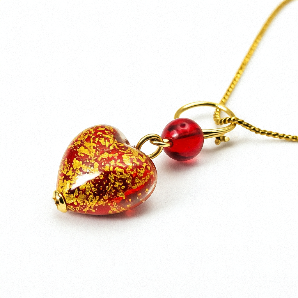 Gold and Speckled Heart Necklace - Estate Jewelry Priced Right