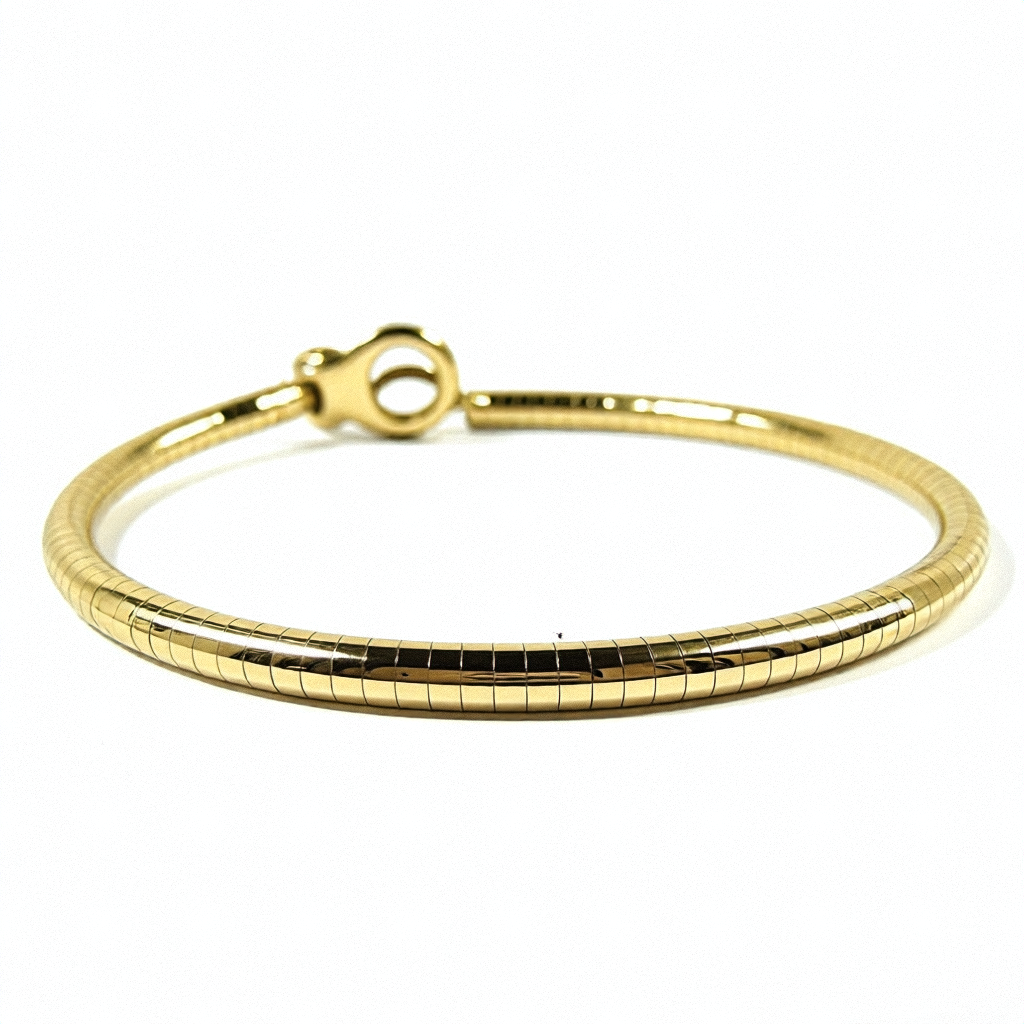 Yellow Gold Slinky Omega Link Necklace - Estate Jewelry Priced Right