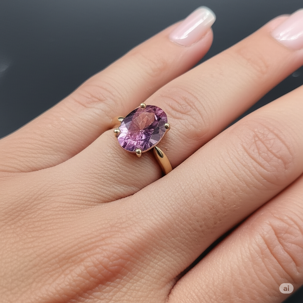 Gold & Large Solitaire Tourmaline Evening Ring