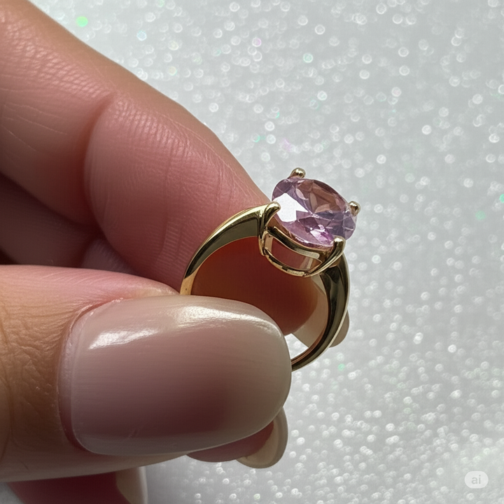 Gold & Large Solitaire Tourmaline Evening Ring