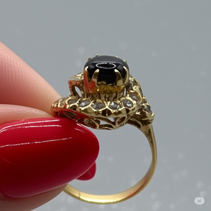 Gold, Diamond and Tiger Eye Double Half Surround Ring