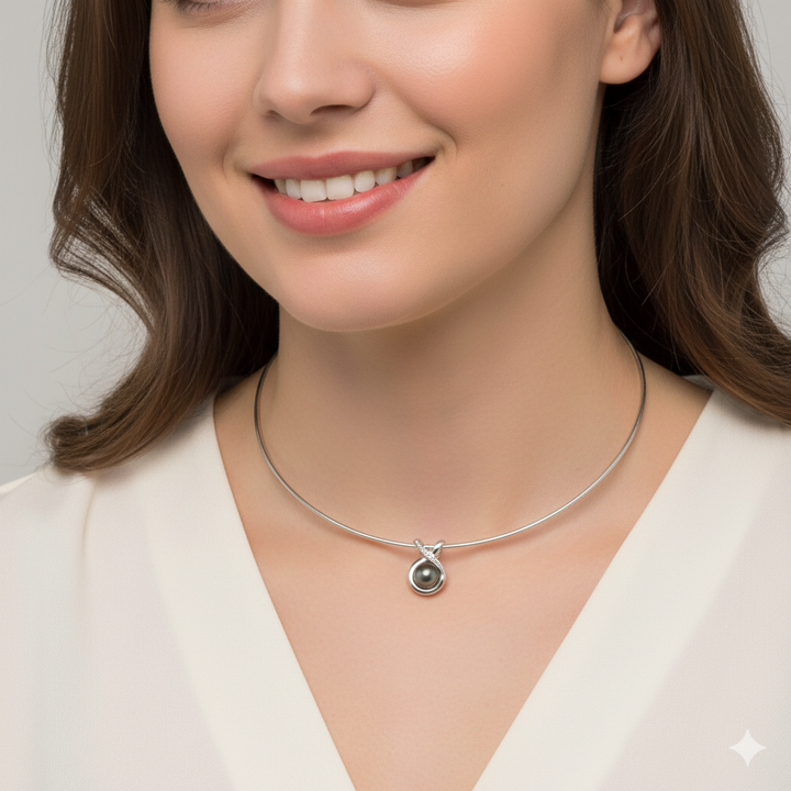 Gold, Grey Pearl & Diamond Necklace, Bracelet, Earrings, Ring Set