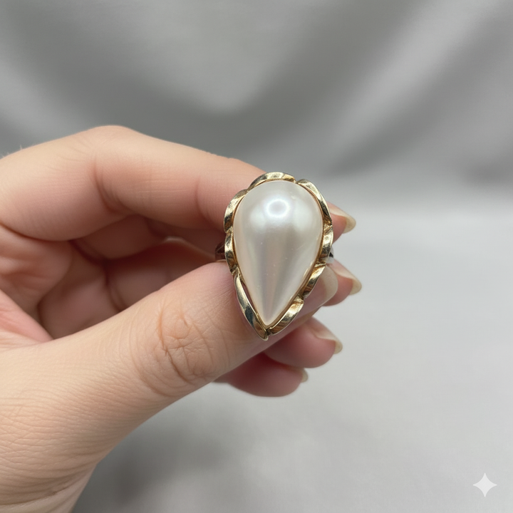 Gold & Large Mabe Pearl Ring
