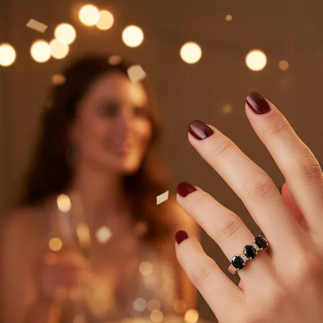 Gold, Diamond and Deep Blue Sapphire Ring - Estate Jewelry Priced Right