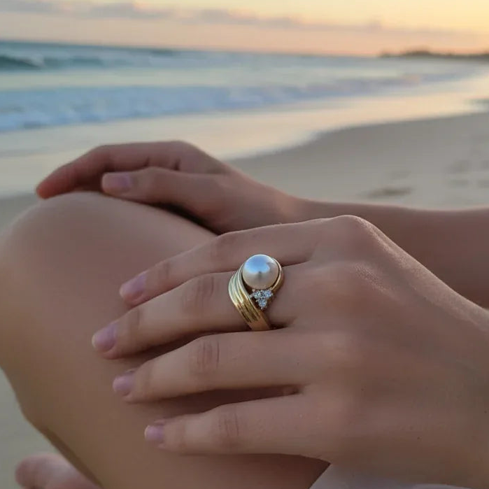 Gold, Pearl and Diamond Ring - Estate Jewelry Priced Right