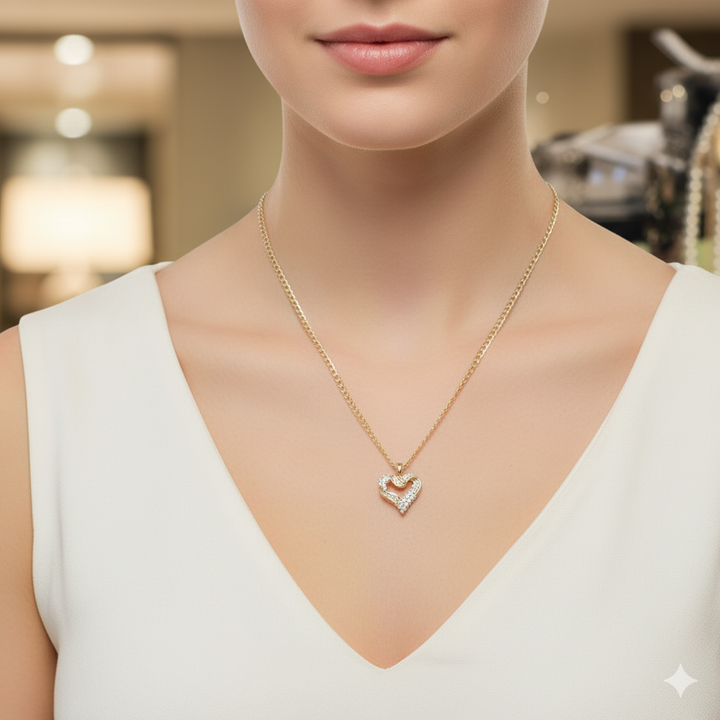 Gold & Diamond Asymmetrical Heart Necklace