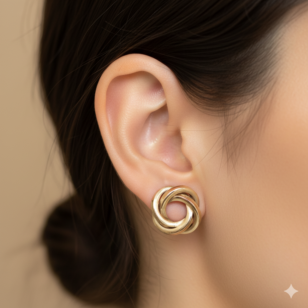 Gold Love Knot Stud Earrings